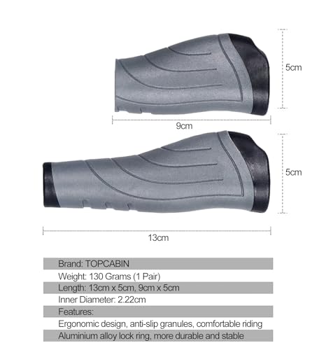 TOPCABIN Bike Grips 2PCS 90mm Length Bike Handlebar Grips Short Mini Bicycle Handlebar Grips Two-Color Rubber Ergonomic Design - color: PVC Grey(90mm+130mm)