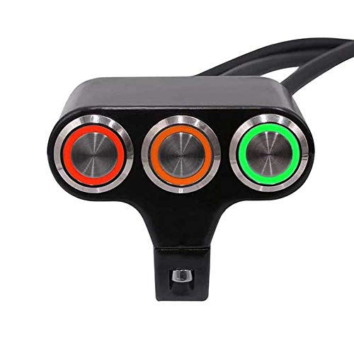 0081 Universal 7/8” Waterproof Motorcycle Handlebar Switch Mount for Headlight Fog Light Double Flash Power On/Off Button with Indicator
