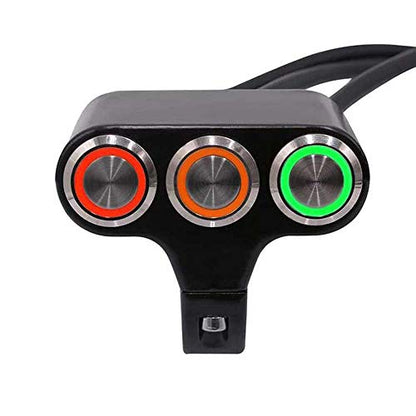 0081 Universal 7/8” Waterproof Motorcycle Handlebar Switch Mount for Headlight Fog Light Double Flash Power On/Off Button with Indicator
