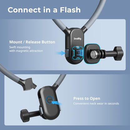 SMALLRIG Magnetic Neck Mount for Action Cameras & Phones, Comfortable POV Shooting Support with Universal 2-Prong Adapter and Phone Holder, 5128 - style: for Action Cam & Phone