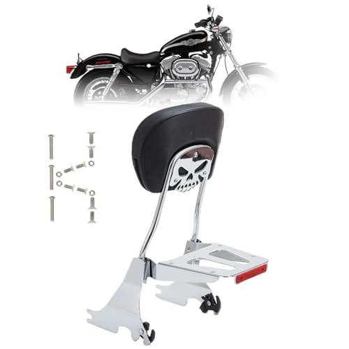 Kinglemc Sissy Bar backrest Luggage Rack for Harley Sportster XL883 XL1200 883 1200 Iron Superlow with Lock with Docking Hardware (Chrome) - color: Chrome