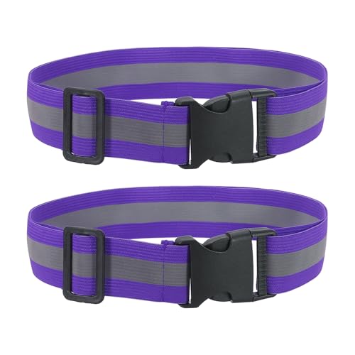 Reflective Safety Belt, Adjustable High Visibility Glow Belt Outdoor Running Gear Accessories - color: Purple