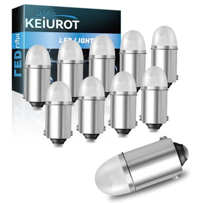 Keiurot 1893 Led Bulb 1895 1815 1816 53 57 Bulb BA9S Led Bulb for Indicator Lights Car Dome Map Trunk License Plate Courtesy Step Light Green DC/AC 12V, 10-Pack - color: Green BA9S Led Bulb
