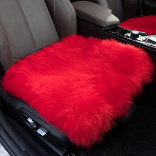 Winter Warmth: Universal Sheepskin Seat Cushion Cover - Natural Wool, for Cars, Trucks, SUVs & Vans - Cozy & Stylish Driving Companion Front Red - color: Red (Patchwork Style), size: Front Seat (18inch*18inch)