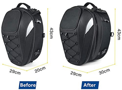 Motorcycle Tail/Seat Bag - Dual Use Waterproof Helmet Bag for Motorbike - with One Extra Cargo Net - color: Black&White