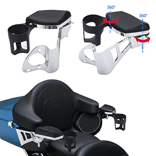 Passenger Armrests with Removable Cup Holder Compatible with Harley Touring Road Glide Electra Glide Tri Glide 2014-2023
