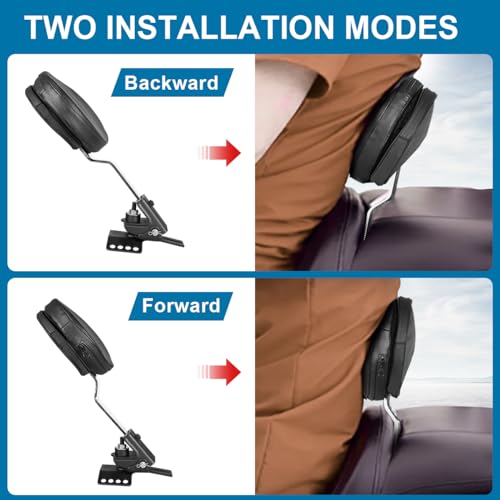 Adjustable Plug-in Driver Backrest With Back Rest Pad Compatible with for 1997-2024 Harley Touring Models Street Glide Road King Road Glide Electra Glide Detachable Rider Backrest - size: B Style