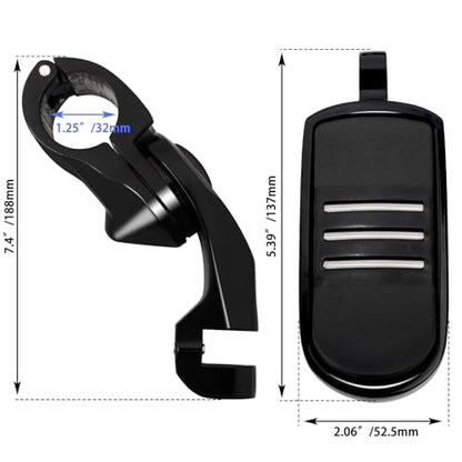 1.25" (32mm) Adjustable Highway Foot Pegs w/Short Angled Mounts for Harley Davidson Touring Street Glide/Road Glide/Electra Glide/Road King Motorcycle w/1-1/4" Crash Bar,BLACK#1 - color: Black