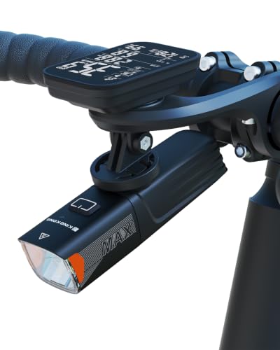 Kingkong X7MAX Bike Light, Super Bright High/Low Beam Modes, Garmin & Wahoo Compatible, Replaceable 18650 Battery, USB Rechargeable Waterproof Bicycle Headlight for Road & Mountain Night Riding