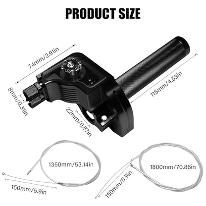 Universal 7/8" Big Twist Throttle Assembly, Dual Push-Pull Cable with Transparent Window for 110-650cc Dirt Pit Bike, Motocross, ATV & Quad, CNC Aluminum Quick Twister Throttle Grip (Black) - color: Black