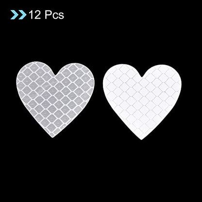 PATIKIL Reflective Stickers, 12 Pack 1.61 x 1.57 Inch Waterproof Adhesive High Visibility Night Caution Warning Heart Shape Safety Tape Reflector for Trucks Trailers Cars, Silver - color: Silver