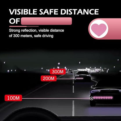 10 PCS Bling Heart Bumper Decals, High Intensity Reflective Sticker for Safety Sign, Waterproof Vinyl Bumper Decals for Cars, Universal for Car Motorcycle Truck (Pink)