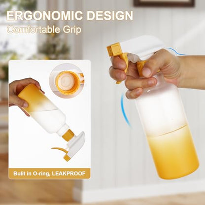 Plastic Spray Bottles 12oz 2 Pack Adjustable Mist/Stream Spraying Heavy Duty Square Water Spray Bottles for Hair, Cleaning Solutions, Plants，Essential Oils (Yellow) - color: Yellow