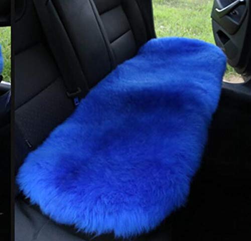 Sheepskin Car Back Seat Cover Pad 18x53.5 inch Long Wool Seat Cushion Winter Warm Universal Fit Auto, SUV, Truck, Dinner Chair Office Chair Back Royal Blue - color: Royal Blue, size: 18x53 Inch (Pack of 1)