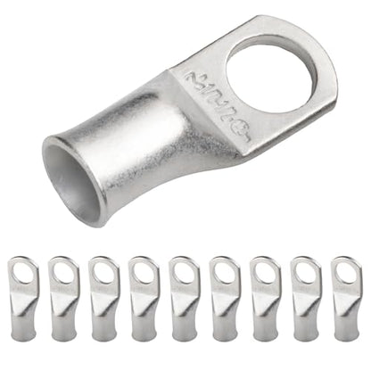 SELTERM 10pcs 1/0 AWG-1/2" Stud Tinned Copper Wire Lugs, Heavy Duty Battery Cable Ends,0 Gauge Ring Terminals, UL Battery Lugs Marine Grade Copper Eyelets Electrical Battery Terminal Connectors - color: Tinned Copper Lugs, size: 1/0 Awg - 1/2" (M12) Ring