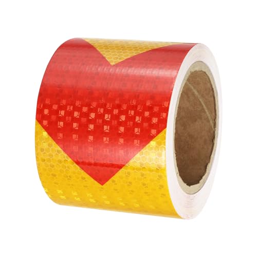 PATIKIL Reflective Tape, 1 Roll 4 Inch x 66 Ft Waterproof Self Adhesive High Visibility Caution Warning Safety Tape Reflector for Trucks Trailers Cars, Arrow Yellow Red - color: Yellow Red, size: 4 IN x 66 FT