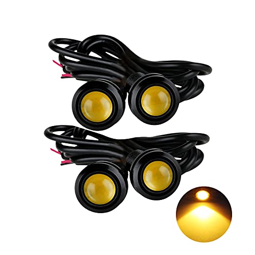 Eagle Eye LED Lights, DIY Ultra Thin 18mm Indicator Marker Light Daytime Running Lights DRL Tail Lights Fog Light Backup Light for Car Motor Motorcycle Truck Boat (BK Shell-Yellow,4PCS) - color: BK Shell-Yellow, size: 4PCS