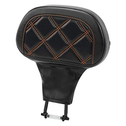 C.C. RIDER Rider Backrest Pad, Rider Sissy Bar fit for Harley 2009-later Touring Road King Street Glide Road Glide CVO Custom Bikes - color: Rider Backrest Black Orange
