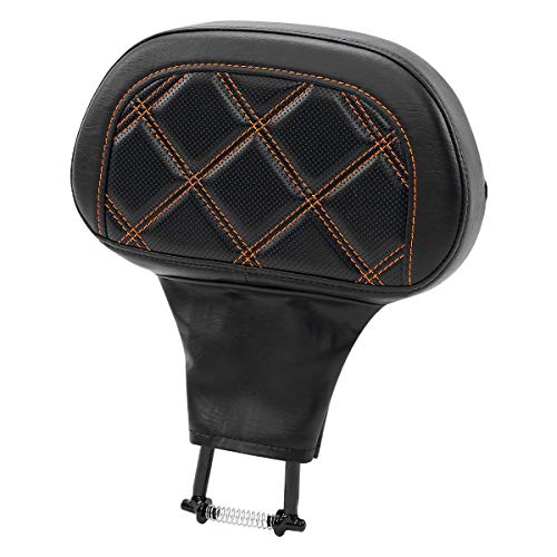 C.C. RIDER Rider Backrest Pad, Rider Sissy Bar fit for Harley 2009-later Touring Road King Street Glide Road Glide CVO Custom Bikes - color: Rider Backrest Black Orange