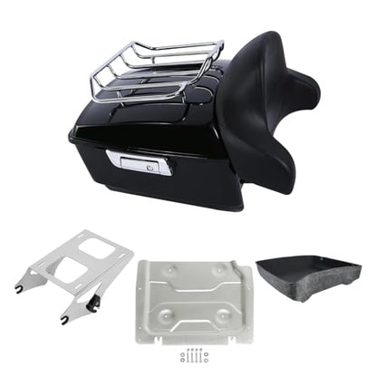 Vivid Black King Tour Luggage Trunk Backrest Mounting Rack Plate Fit for Harley 2014-2025 Touring Electra Glide CVO Street Road Glide Road King - color: Black King Trunk Backrest #02
