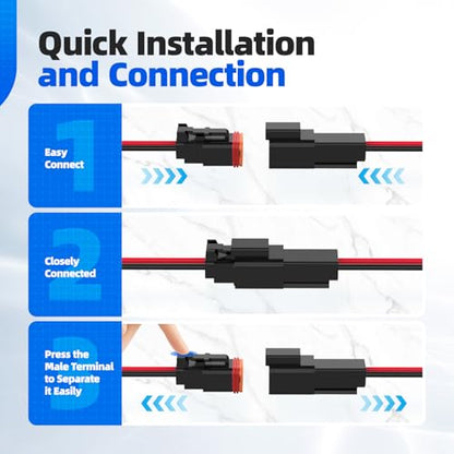 2 Pin Deutsch Connector, Hoodutric 16AWG Black Male Female Wiring Harness DT Pigtail 2 Wire Waterproof Electrical Connectors with Heat Shrink Tubing Electrical Tape for Car Truck Motorcycle Boat-6 Kit - style: 2Pin Black 6 Set