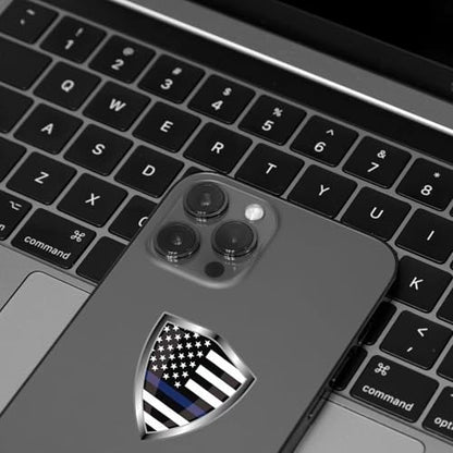 USA Thin Blue Line Flag Decal Sticker - American Police Flags Shield Shape Reflective Vinyl Car Stickers - for Car Window Bumper Laptop Waterproof Sticker (5Pcs) - color: Blue Line Police