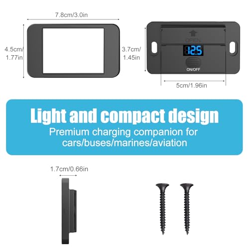 2 Pack 3 Port 12V USB Outlet Surface Mount Lightweight with Voltmeter, Dual USB C 30W and QC 18W Car USB Port 12 Volt Cigarette Lighter Replacement Charger Socket Panel with Button Switch for RV Bus - color: 2 pack