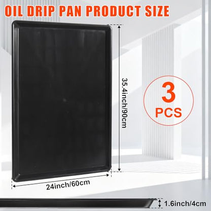 3 Pack Oil Drip Pan for Under Car(35.4 x 24 x 1.6 Inch) Flexible Oil Trays with Felt Mat, Large Leak-Proof Drip Pan for Car Oil Changes, Engine Maintenance, Pet Cleaning, and Home Appliance Repair
