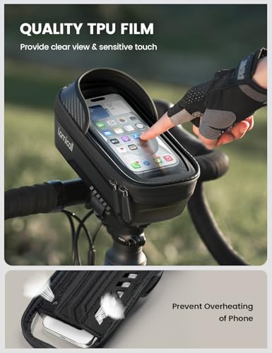 Lamicall 2 Pack Bike Frame Bag Waterproof - [1s Release] [2 in 1] Bike Phone Bag, Bike Phone Holder Mount, Bicycle Top Tube Bag, Cycling Pouch with Rain Cover, Bike Accessories for Phones Under 7" - size: Medium-2 Pack