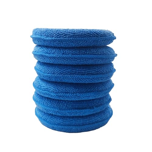 6Pcs 5inch Microfiber Wax Applicator Pads, Car Waxing and Polishing Pads, Ultra-Soft Foam Detailing Sponges for Car Cleaning, Scratch-Free Buffing and Interior Care - size: 6Pcs