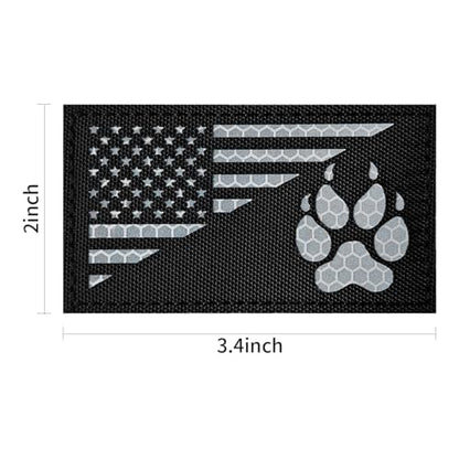 2Pcs Reflective American Flag(with Dog Tracking Paw) Patches Set, Tactical US Flag Patches Full Embroidery Military Patch for Caps Bags Vests Military Uniform - color: Reflective American Flag (with Dog Tracking Paw)