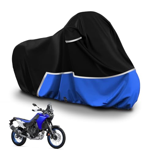 Waterproof Motorcycle Cover Compatible with Yamaha Tenere 700/Tw200 Touring Models, 420D Oxford Cloth Motorcycle Cover for Snow Rain Dust Protection - size: Tenere 700/TW200-Black