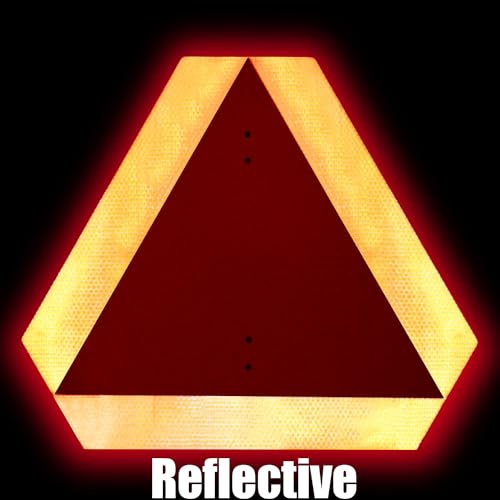 Kichwit Slow Moving Vehicle Triangle Sign, Aluminum Slow Moving Triangle Rust Free, 15.6" x 13.6"/40-mil Thick, Metal Reflective Heavy Duty Safety Sign for Golf Cart, Farm Tractors, Trailers, Outdoor Use - style: Triangle, Aluminum