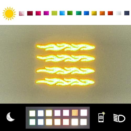 customTAYLOR33 High-Intensity Grade Premium Reflective Tribal Flame Helmet Decals, Motorcycle Safety Sticker Decals (Yellow/Gold) - color: Yellow/Gold