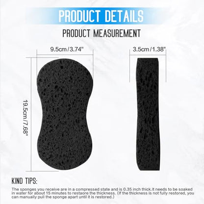3 - Pack Large Sponge, Kitchen Sponges, Handy Sponges, Cellulose Sponges, Dish Washing Sponge, Natural Sponge, Car Washing Sponge, Eco Friendly Sponge (7.68 x 3.74 x 1.38 Inch), Black - color: Black