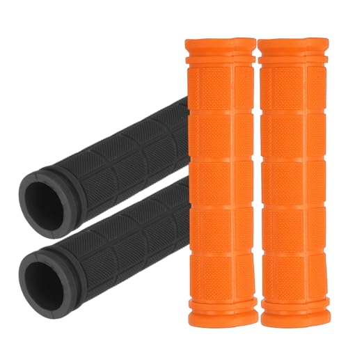2 Pair Soft Rubber Handlebar Grips, Bicycle Handlebar Grips Bike Handle Bar Wrap Non-Slip 4.5 Inch - Fitting for Mountain Bikes/Road Bicycles/Scooter - color: Black/Orange