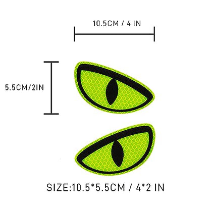 Sufeasdf 2 Pack Car Stickers Reflective Decal, Round Eyes Stickers, Motorcycle Helmet Eyes Stickers Decals, Yellow Night Safety Driving Caution Decal, for Bumpers, Window, Laptop, Reflective 4" by 2"