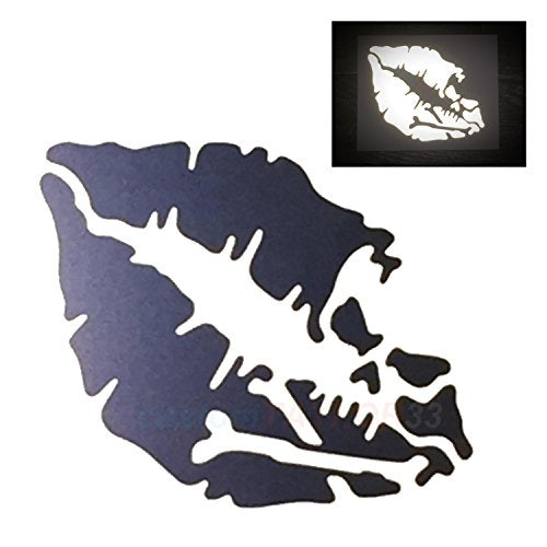 customTAYLOR33 High Intensity Reflective Vinyl Death Kiss Skull Crossbones Lips Decal Bumper Sticker - Cars, Motorcycles, Helmets, Wind Screens, laptops, cellphones, (Black, 3 inch Wide, Pair) - color: Black, size: 3 inches wide (includes 2)