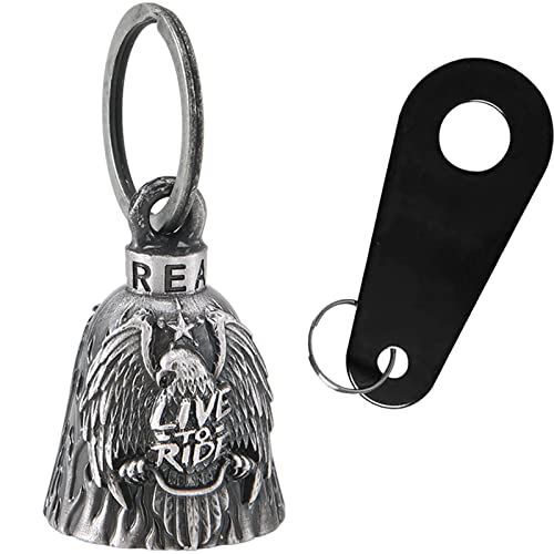 Dream Apparel Motorcycle Bell Guardian Angel Drive Away Gremlin, Biker Bell for Men Women Rider Riding, Good Luck Gift - color: Eagle & Live to Ride
