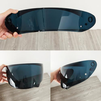 HJ-34P Helmet Visor Replacement for HJC C10.Motorcycle Helmet Shield UV Protection Compatible with HJC C10 (Deep Black) - color: Deep Black