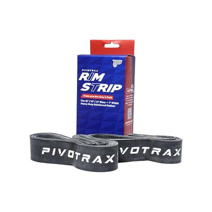 PIVOTRAX Motorcycle Rim Strip (2 Pack) – Size :12" 14" 16" 17" 18" 19" 20" 21" Durable Rubber Rim Tape with Valve Stem Hole, Tube Protection, Compatible with E-Bike Dirt Bike - size: 16"
