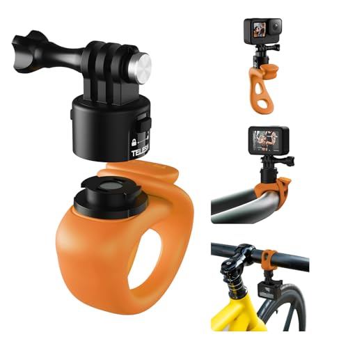 TELESIN S2 Camera 360 Flexible Mount Band Wrap Quick Release, Bike Motorcycle Handlebar Bar Tube Stick Pole Mounts Accessories for GoPro Hero 13 12 11 10 9 Insta360 X3 X4 DJI Action 5 Pro 4 Pocket 3 - color: Orange