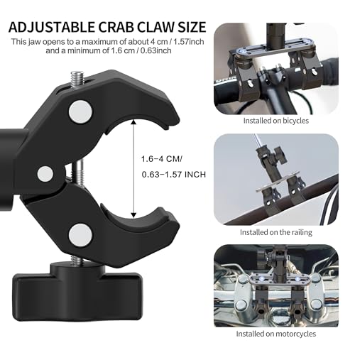 All-in-One Super Clamp Camera Mount & Adjustable Arm Stand with Extension Rod – Dual Ball Head Clamp Mount for Motorcycle, Bike, Tripod with 1/4" Adapter Fits Insta360, GoPro and DJI Action etc