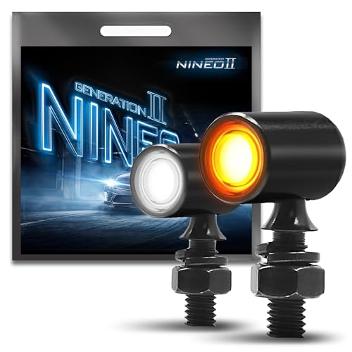 NINEO Front Motorcycle Turn Signals LED Mini Bullet, White+Amber Running Blinker Indicator Brake Lights fits for 6mm Mounting Hole,Compatible with Most 12V Motorcycles, 2PCS - color: White+Amber, size: Mini Size Front