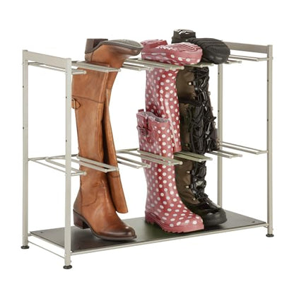 Honey-Can-Do Boot Storage, Free Standing Shoe Rack for Entryway, Closet, Bedroom, Silver