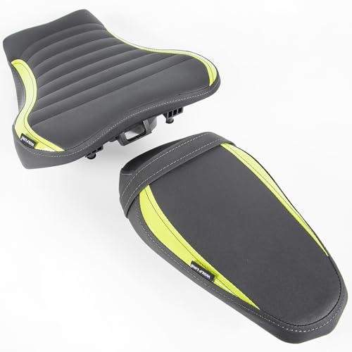 Motorcycle Driver Rider Rear Passenger Seat fit for Z900 Z 900 2017 2018 2019 2020 2021 2022 2023 2024 Pressure Relief Soft Pillion Saddle Cushion Pad, Light Green - color: Front & Rear - Light Green