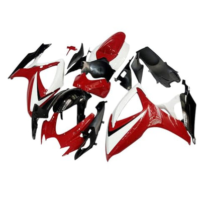 FLPRO Motorcycle Fairings Compatible for Suzuki 06 07 GSXR600 GSXR750 K6 2006 2007 GSX-R600 GSX-R750 Fairing Kit ABS Plastic Injection Bodywork Red White Black Body Kits - color: Red White Black-1