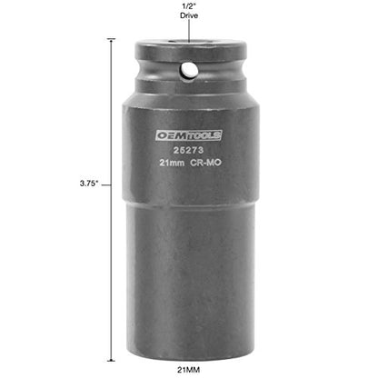 OEMTOOLS 25273 21mm Crank Bolt Socket, Heavy Duty Harmonic Balancer Socket For Stubborn Bolts, 21mm Impact Socket 1/2 Drive Crank Bolt Removal Tool - style: 21 millimeter