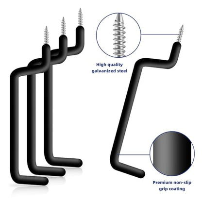 10 Pcs Ladder Hook Screw in Storage Hanger, Wall Mount Garage Storage Hooks Heavy Duty Shelf Organizer for Bike, Foldable Chair, Ladder