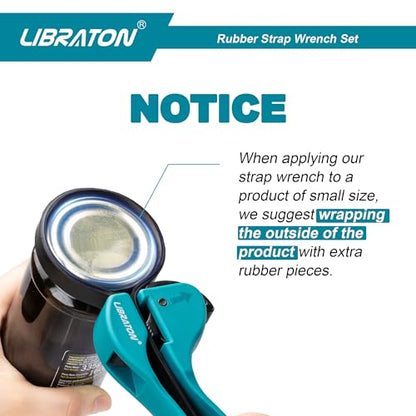 LIBRATON Strap Wrench 2-piece Multifunctional Adjustable Wrench Tools Oil Filter, Jar Opener